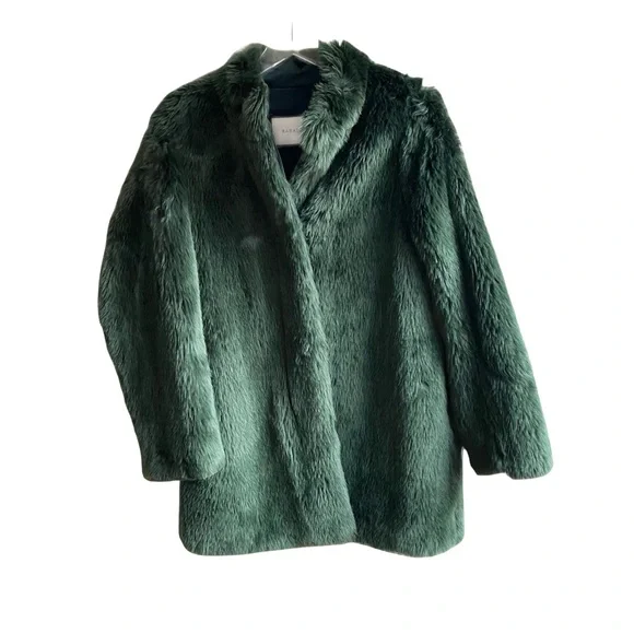 Babaton Fritz Faux Fur Jacket Size M Emerald Green Vegan Chubby Coat Cabincore - Picture 5 of 15